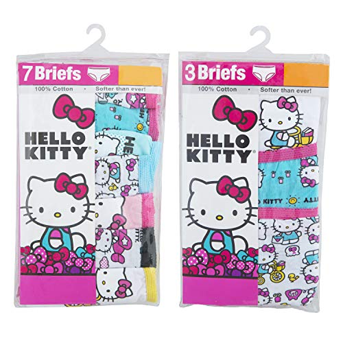 Hello Kitty Girls' 100% Combed Cotton Underwear 7pk and 10pk Panties in 2/3T, 4T, 4, 6 and 8, Hk10pk