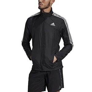 adidas men's marathon jacket 3-stripes, black/white, medium