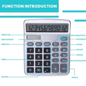 LICHAMP Desk Calculators with Big Buttons and Large Display, Office Desktop Calculator Basic 12 Digit with Solar Power and AA Battery (4 Packs Included), 4 Bulk Pack