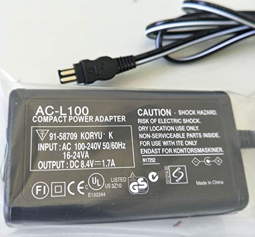 AC-L100 AC Power Supply Adapter, Replacement for Sony AC-L10A, AC-L10B, AC-L10C AC-L15A/B AC-L100C,for Sony Handycam CCD-TRV77 CCD-TRV88 CCD-TRV9X DCR-TRV6E MVC-FD Cameras