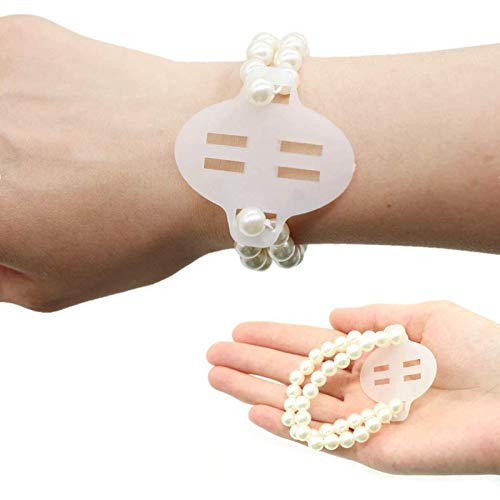 Yokoke Set of 10 Elastic Pearl Wrist Corsage Bands DIY Flower Hand Corsages Bracelets Accessories for Wedding Festival Beach Party Prom (White B)