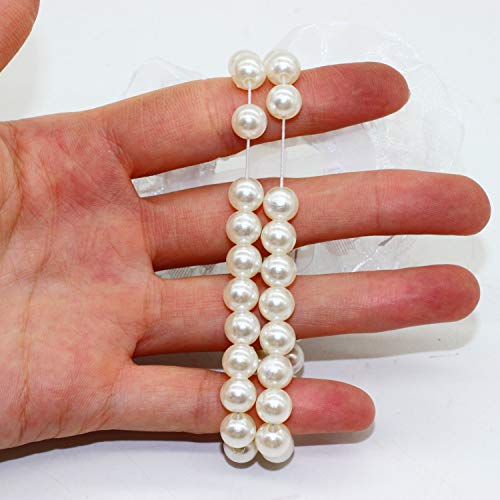 Yokoke Set of 10 Elastic Pearl Wrist Corsage Bands DIY Flower Hand Corsages Bracelets Accessories for Wedding Festival Beach Party Prom (White B)