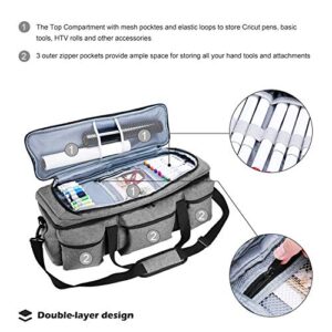 ProCase Cricut Maker and Explore Air Carrying Case, Double-Layer Lightweight Cricut Accessories Travel Tote Bag for Cricut Explore Air 2 and Silhouette Cameo 4 / Cameo 3(Bag Only) -Grey