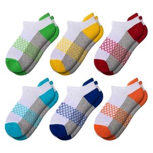 comfoex boys socks 6 pairs ankle athletic sock half cushioned low cut socks for little big kids