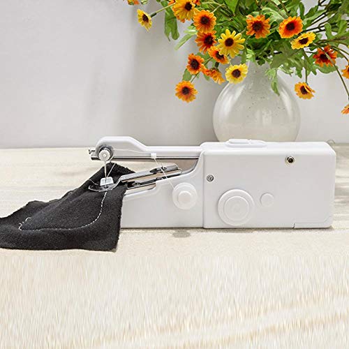 Handheld Sewing Machine,Cordless Portable Mini Stitching Sewing Machine Hand Electric Sewing Machine for Kids Beginners Clothes, Home,DIY Accessories (White)