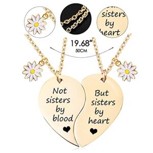 MJartoria BFF Necklace for 2-Split Heart Necklace Not Sisters by Blood Pendant Best Friend Friendship Necklace Set of 2 Valentines Day Gifts for Her