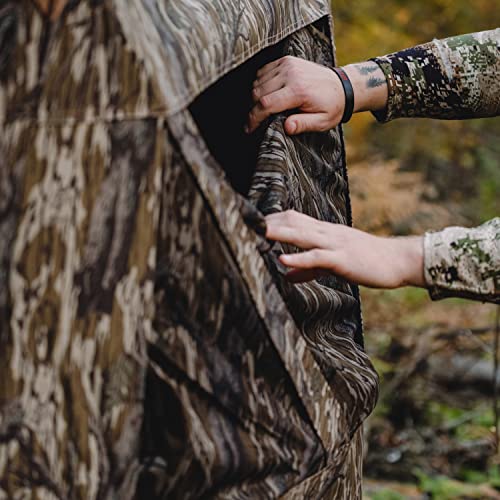 Barronett Blinds® Memory Maker 5, Portable Hunting Blind, 5-Sided Hub Blind, 600 Denier Fabric, Silent Slide Windows, 4-Person, Mossy Oak® Original Treestand, 72” x 96” x 96”, GK550BLT