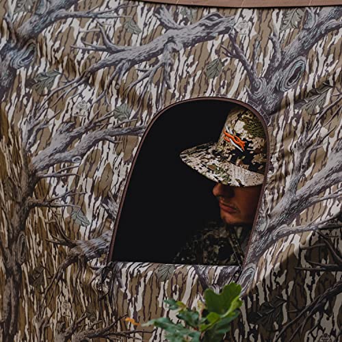 Barronett Blinds® Memory Maker 5, Portable Hunting Blind, 5-Sided Hub Blind, 600 Denier Fabric, Silent Slide Windows, 4-Person, Mossy Oak® Original Treestand, 72” x 96” x 96”, GK550BLT