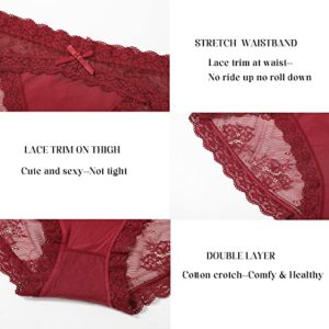 LEVAO Women Lace Underwear Sexy Breathable Hipster Panties Stretch Seamless Bikini Briefs Multipack