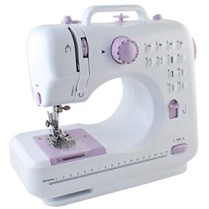 nex portable sewing machine double speeds for beginner, kids sewing machine with reverse sewing and 12 built-in stitches, light purple