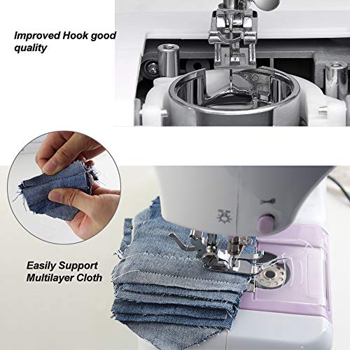 NEX Portable Sewing Machine Double Speeds for Beginner, Kids Sewing Machine with Reverse Sewing and 12 Built-In Stitches, Light Purple