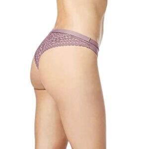Jessica Simpson Women's Underwear - 3 Pack Microfiber Lace Tanga Panties (S-XL), Size Small, Black/Grape Shake/Rose Smoke