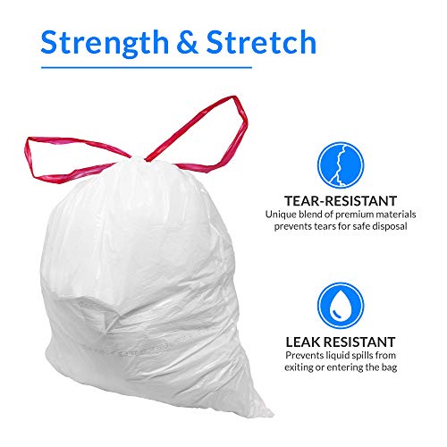 Reli. 2-4 Gallon Trash Bags Drawstring | 250 Count | 18"x 20" | Small Garbage Bags 4 Gallon - Drawstring Handles | White Trash Can Liners 2 Gallon - 3 Gallon - 4 Gallon | Small, Office Trash Bags