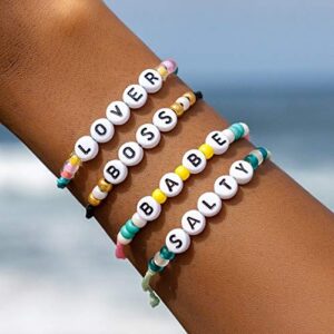 Pura Vida Salty Alphabet Bead Bracelet - Waterproof, Adjustable - Winterfresh