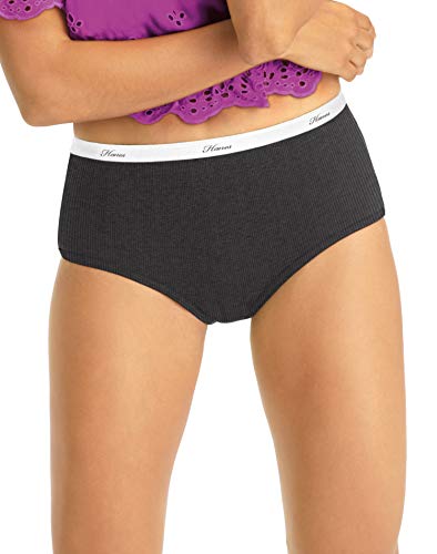 Hanes Women's Ribbed Cotton Brief Underwear 6-Pack, Assorted, 7