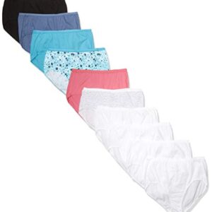 Just My Size Women's Plus Size Cool Comfort Cotton Brief 10-Pack, Assorted, 11