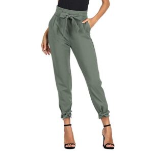 grace karin women's casual high waist belt decorated pencil pants with bow-knot