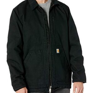 Carhartt mens Loose Fit Washed Duck Sherpa-lined Coat, Black, Large US