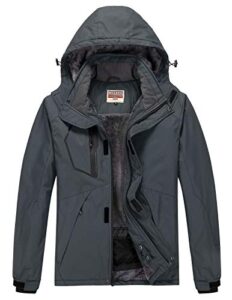 wulful men's waterproof ski jacket warm winter snow coat mountain windbreaker hooded raincoat