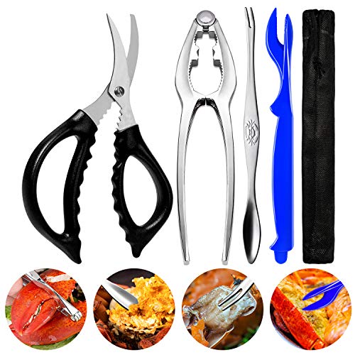 Crab Crackers and Tools Stainless Steel Lobster Crackers and Picks Set Forks Nut Cracker Set Opener Shellfish Lobster Crab Leg Crackers