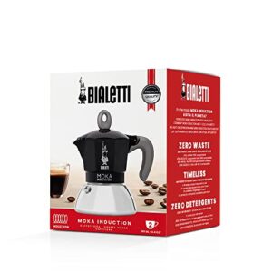 Bialetti - Moka Induction, Moka Pot, Suitable for all Types of Hobs, 2 Cups Espresso (2.8 Oz), 90 milliliters,Black
