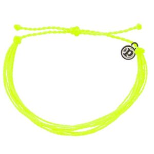 pura vida originals neon yellow bracelet - waterproof, adjustable - coated charm