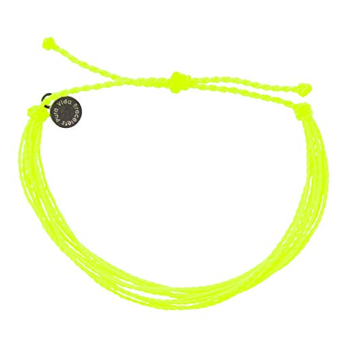 Pura Vida Originals Neon Yellow Bracelet - Waterproof, Adjustable - Coated Charm