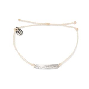 pura vida silver bar into the waves bracelet - waterproof, adjustable - vanilla