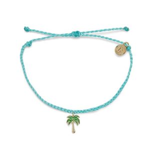 pura vida gold paradise palms bracelet - waterproof, adjustable - seafoam green