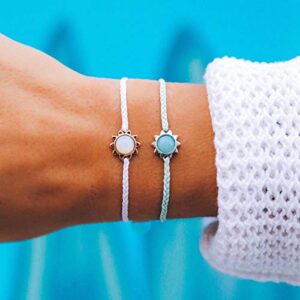 Pura Vida Silver Sunkissed Bracelet - Waterproof, Adjustable - Winterfresh Green