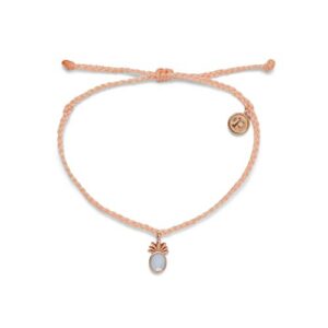 pura vida rose gold tropical breeze bracelet - waterproof, adjustable - blush