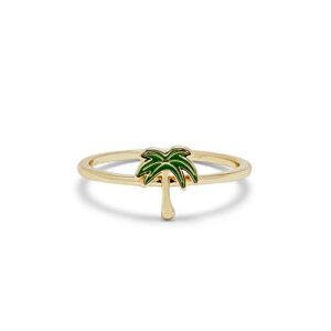 pura vida gold-plated paradise palms ring - .925 sterling silver band - size 8