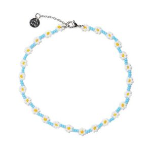 Pura Vida Daisy Flower Seed Bead Adjustable Anklet w/Charm, Waterproof - Yellow