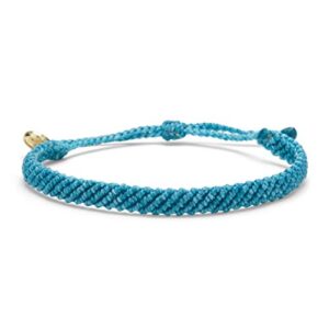 Pura Vida Half Flat Woven Bracelet - Waterproof, Adjustable Band - Pacific Blue