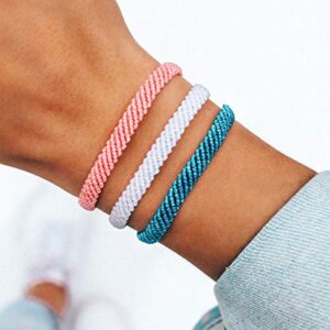 Pura Vida Half Flat Woven Bracelet - Waterproof, Adjustable Band - Pacific Blue