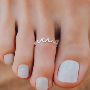 Pura Vida Silver Wave Toe Ring - .925 Sterling Silver, Adjustable End - One Size