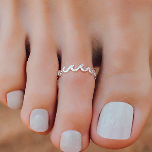 Pura Vida Silver Wave Toe Ring - .925 Sterling Silver, Adjustable End - One Size