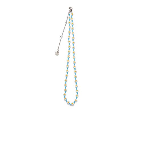 Pura Vida Daisy Flower Seed Bead Choker Necklace - 14 Inches, 3-Inch Extender