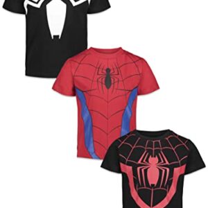 Marvel Spider-Man Spider-Verse Miles Morales Venom Little Boys 3 Pack T-Shirts Black/Red 7-8