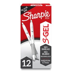 sharpie s-gel, gel pens, medium point (0.7mm), black gel ink pens, 12 count