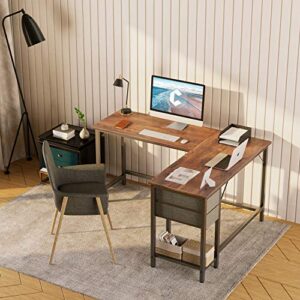 Cubiker L-Shaped Computer Desk 60" with 2 Drawers and Shelves for Storage, Larger Gaming Corner Desk Workstation, Home Office Sturdy Writing Table, Space-Saving, Easy to Assemble, Deep Rustic