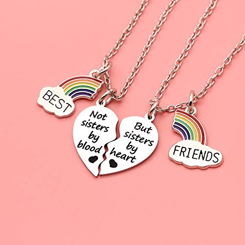 Maxforever Best Friends Gifts Best Friends 2 Split Heart Necklaces Friendship Jewelry Birthday Christmas Gifts for Best Friends (Not sisters by blood but sisters by heart)