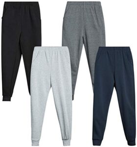 coney island boy’ sweatpants – 4 pack active fleece jogger pants (size: 4-16), size 8, black/charcoal/heather grey/navy