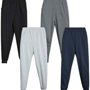 Coney Island Boy’ Sweatpants – 4 Pack Active Fleece Jogger Pants (Size: 4-16), Size 8, Black/Charcoal/Heather Grey/Navy