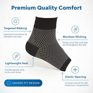 THEODORE MAGNUS Premium Compression Socks for Plantar Fasciitis, Foot Sleeves for Everyday and Pain Relief Treatment with Arch Support - White - Medium (1 Pair) - CS1-White-M