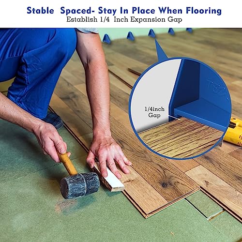 Flooring Spacers,Laminate Wood Flooring Tools,Compatible w/Vinyl Plank, Hardwood & Floating Floor Installation etc,Hardwood Flooring w/1/4 Gap,Special Triangle Stay in Place (24)