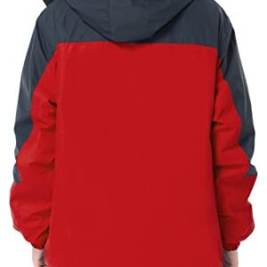 Men's Mountain Waterproof Ski Jacket Windproof Rain Jacket Winter Warm Snow Coat II with Removable Hood U120WCFY028,Red,L