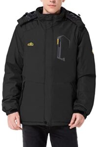 equick men's waterproof ski jacket fleece windproof mountain winter snow jacket warm outdoor sports rain coat with hooded u220wcfy028,black,l
