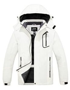 skieer men's waterproof snow coat downhill skiing jackets winter parka(white,x-large)