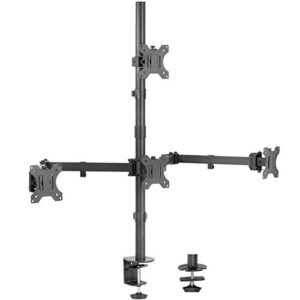vivo quad 13 to 24 inch lcd monitor clamp-on desk mount, 3 plus 1 articulating display, holds 4 screens, vesa up to 100x100mm, stand-v104c